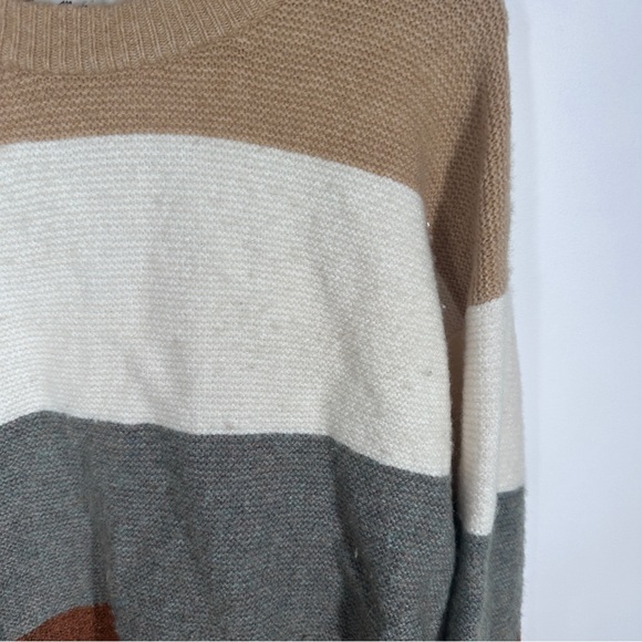 Madewell Andria Pullover Sweater in Coziest Yarn Size Medium Neutral Stripes - Picture 3 of 7